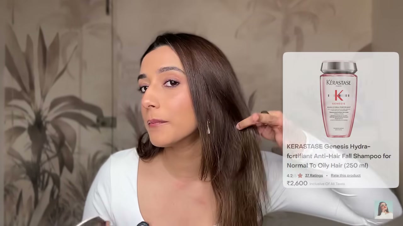 @aashiadani reviewing Kérastase Genesis Hydra-Fortifiant Anti-Hair Fall Shampoo at 03:18 in a YouTube Shorts video