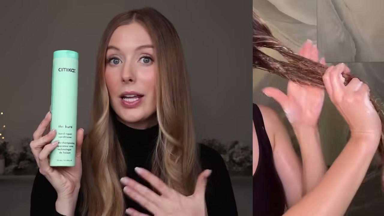 @abbeyyung reviewing amika The Kure Conditioner at 19:06 in a YouTube Shorts video