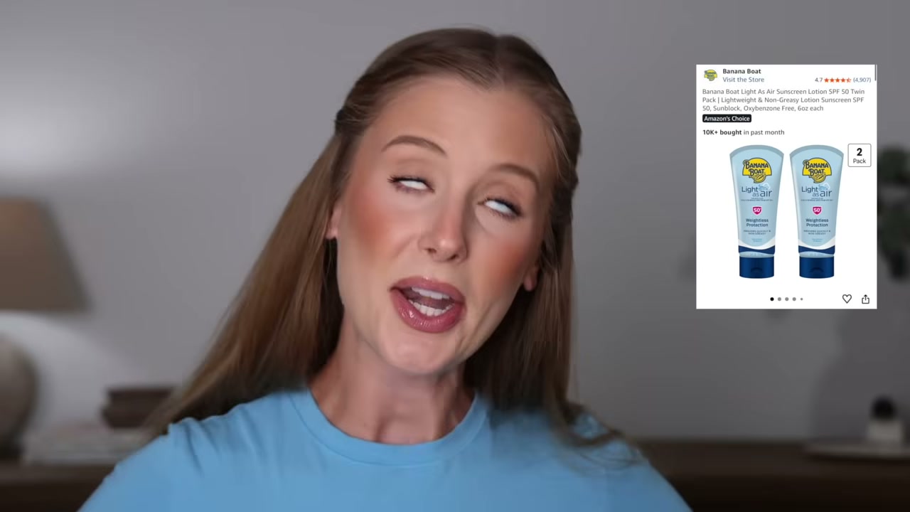 @abbeyyung reviewing Banana Boat Light as Air Sunscreen at 16:28 in a YouTube Shorts video