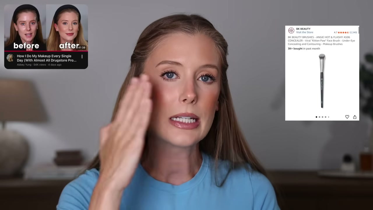 @abbeyyung reviewing BK Beauty A506 Concealer Brush at 22:17 in a YouTube Shorts video