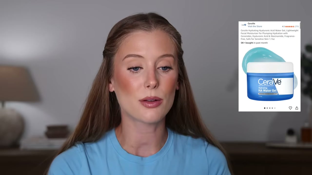 @abbeyyung reviewing CeraVe Hydrating Hyaluronic Acid Water Gel at 06:55 in a YouTube Shorts video