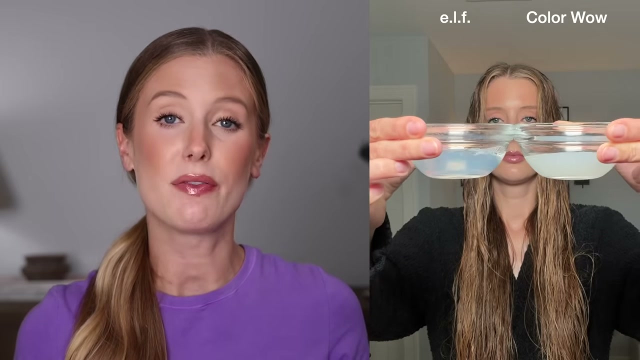 @abbeyyung reviewing e.l.f. Cosmetics Humidity Hero Anti-Frizz Styling Spray at 05:44 in a YouTube Shorts video