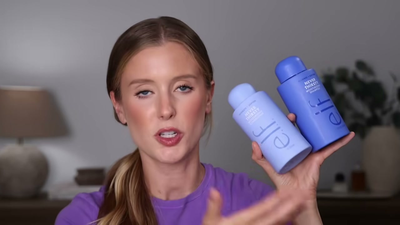 @abbeyyung reviewing e.l.f. Cosmetics Never Thirsty Moisturizing Shampoo at 32:53 in a YouTube Shorts video