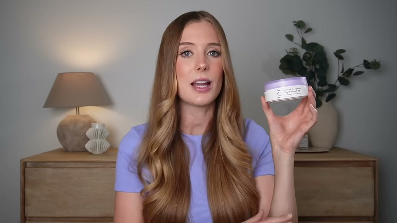 @abbeyyung reviewing Geek & Gorgeous Mighty Melt Cleansing Balm at 01:12 in a YouTube Shorts video