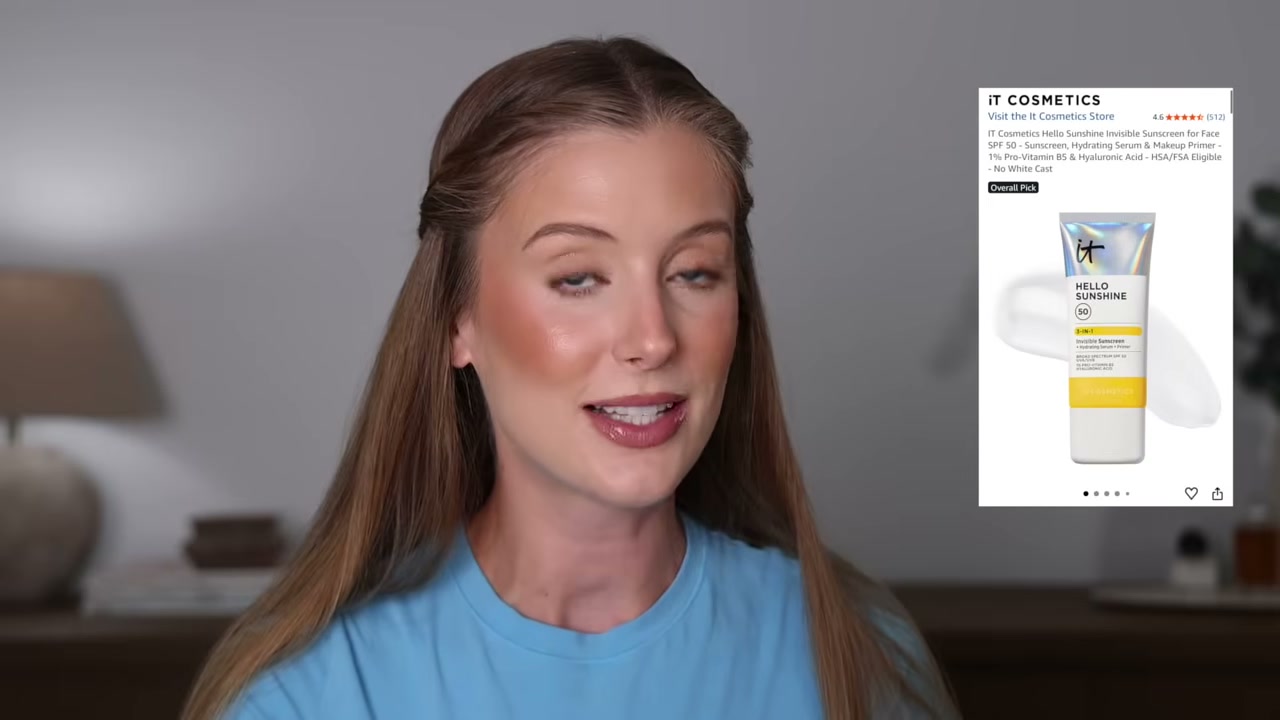 @abbeyyung reviewing IT Cosmetics Hello Sunshine Sunscreen at 07:37 in a YouTube Shorts video