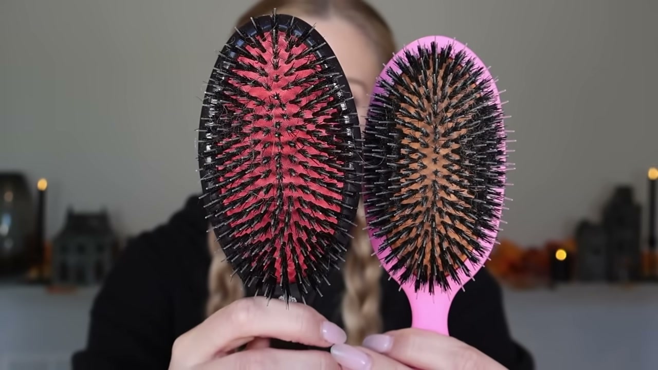 @abbeyyung reviewing Kent Classic Shine Mixed Bristle Hair Brush at 27:30 in a YouTube Shorts video