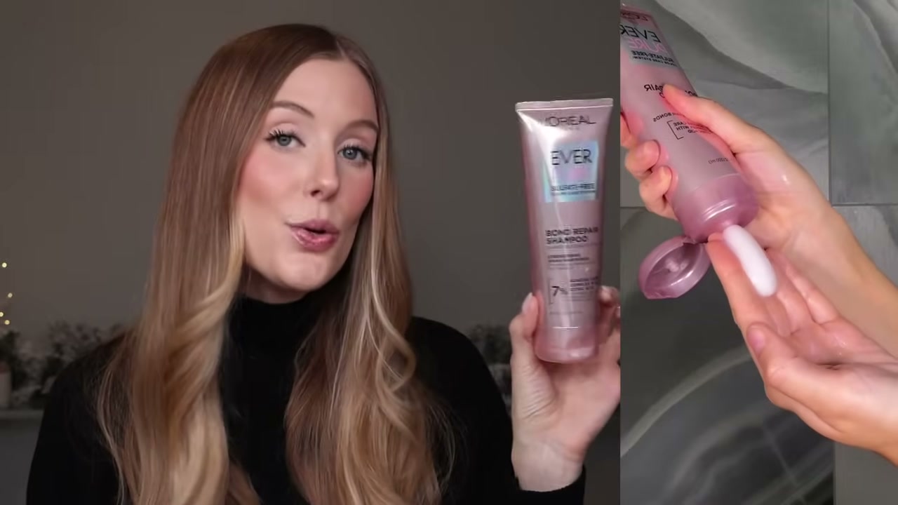 @abbeyyung reviewing L'Oreal Paris Everpure Bond Repair Shampoo at 20:28 in a YouTube Shorts video