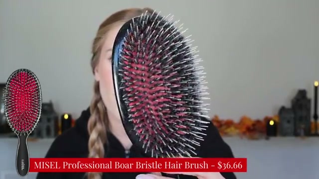 @abbeyyung reviewing Misel Professional Boar Bristle Hair Brush at 24:32 in a YouTube Shorts video