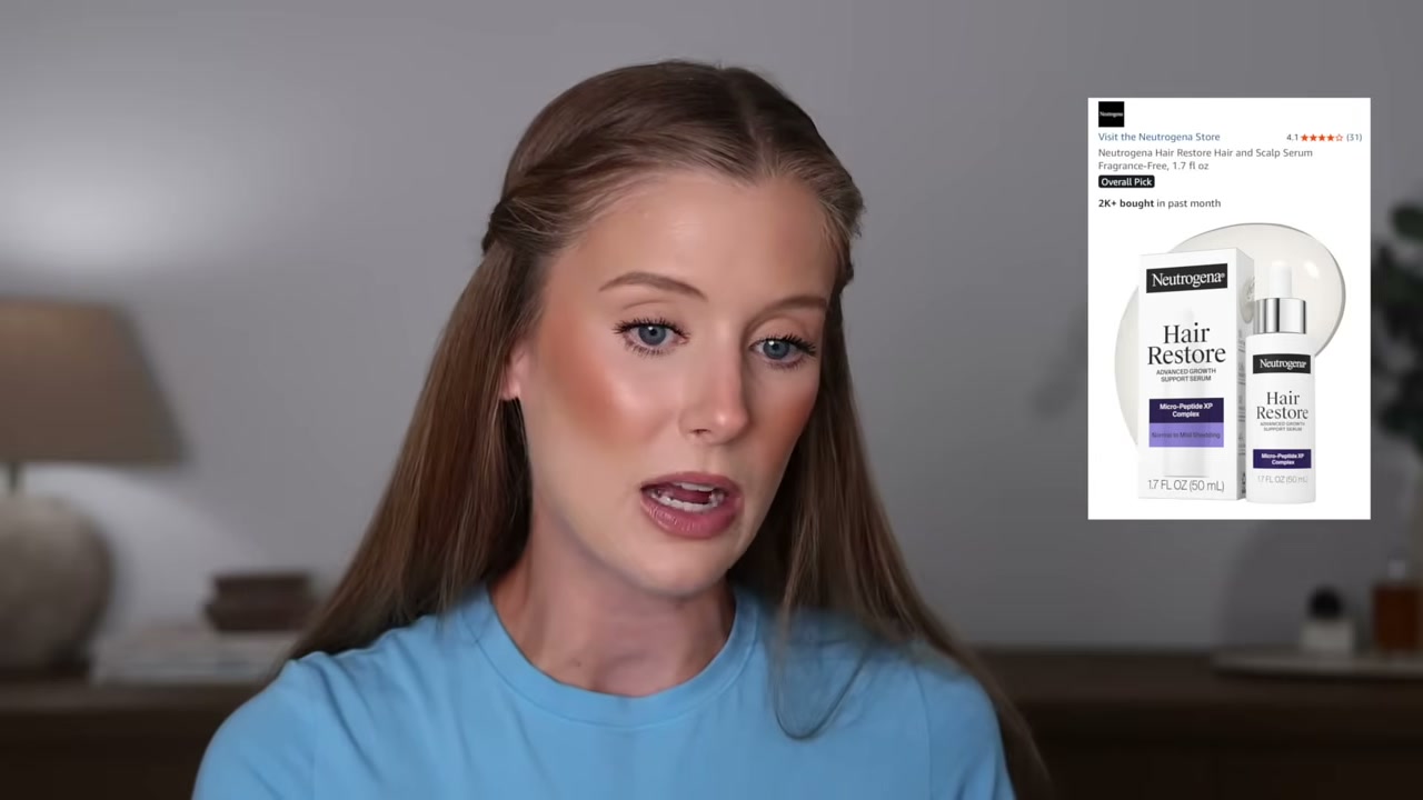 @abbeyyung reviewing Neutrogena Hair Restore Scalp Serum at 23:53 in a YouTube Shorts video