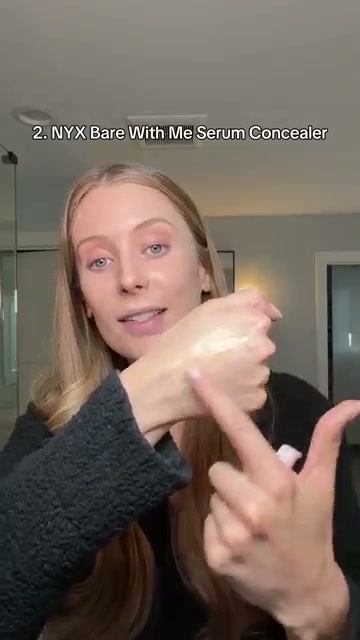 @abbeyyung reviewing NYX Bare With Me Concealer Serum at 00:45 in a YouTube Shorts video