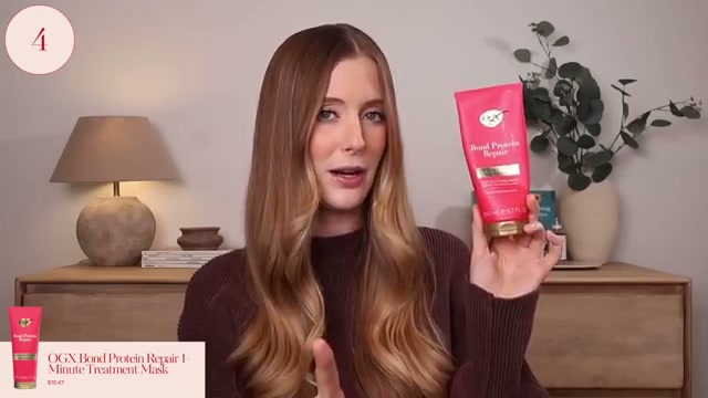 @abbeyyung reviewing OGX Bond Protein Repair 1-Minute Treatment Mask at 04:29 in a YouTube Shorts video