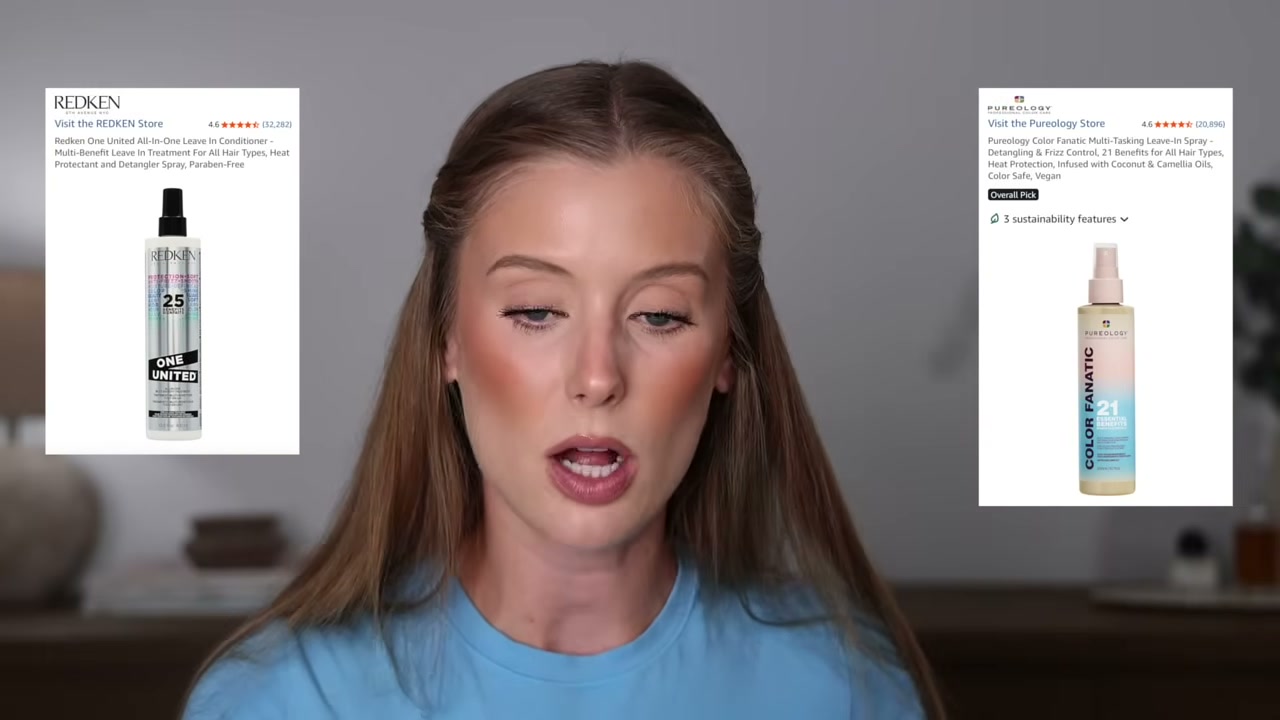 @abbeyyung reviewing Redken One United Leave-In Conditioner at 28:14 in a YouTube Shorts video