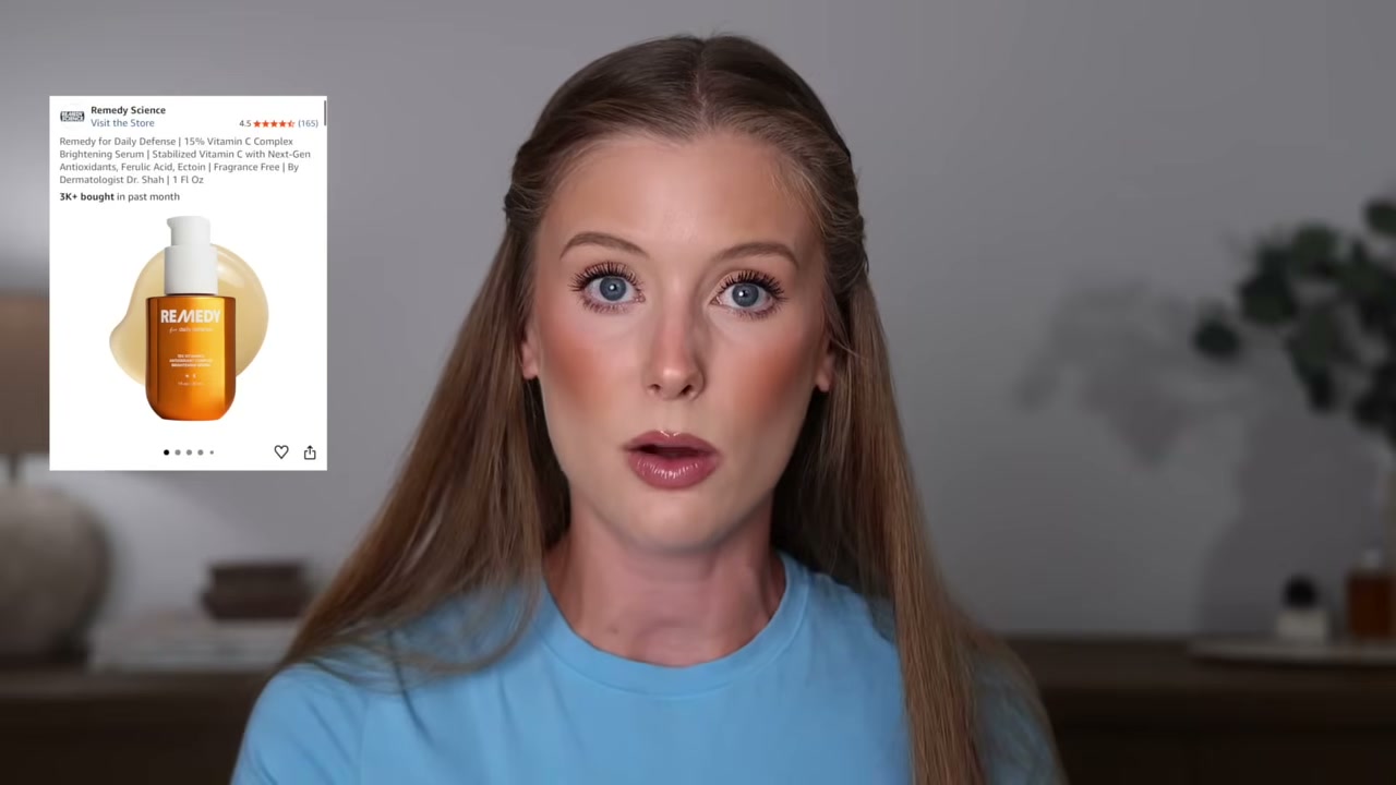 @abbeyyung reviewing Remedy Skin Daily Defense Vitamin C Serum at 03:39 in a YouTube Shorts video