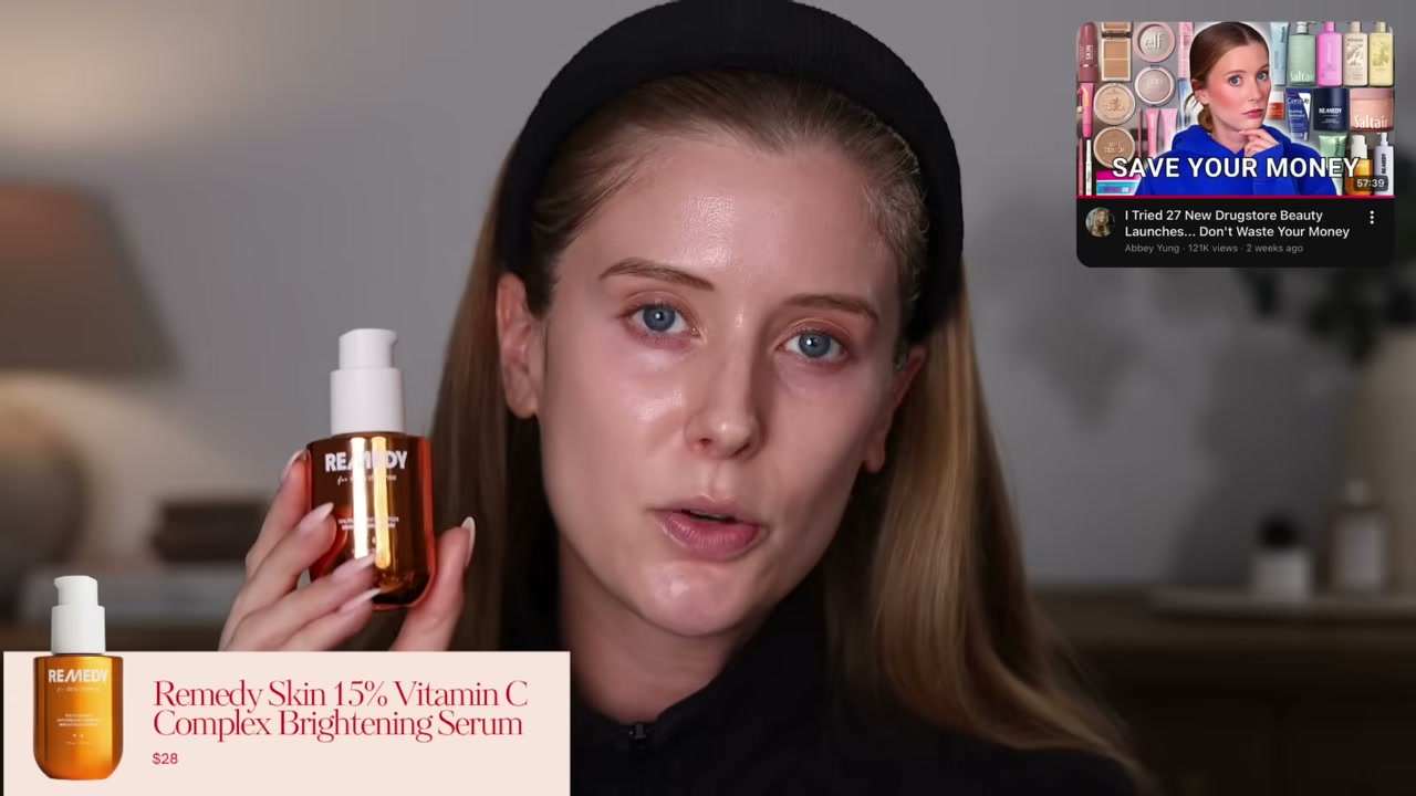 @abbeyyung reviewing Remedy Skin Vitamin C Serum at 00:58 in a YouTube Shorts video
