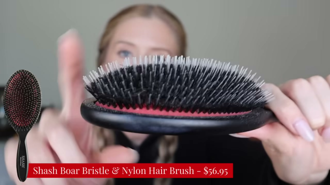 @abbeyyung reviewing Shash Boar Bristle & Nylon Hair Brush at 24:56 in a YouTube Shorts video