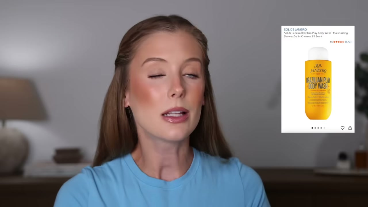 @abbeyyung reviewing Sol de Janeiro Brazilian Play Moisturizing Body Wash at 12:54 in a YouTube Shorts video