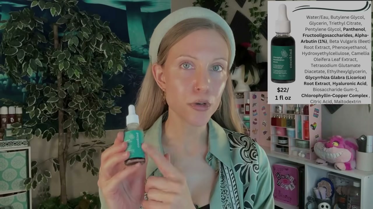 @aliceintherabbithole reviewing cocokind Chlorophyll Discoloration Serum at 24:52 in a YouTube Shorts video