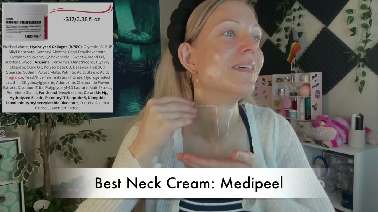 @aliceintherabbithole reviewing MediPeel Collagen Naite Thread Neck Cream at 25:56 in a YouTube Shorts video