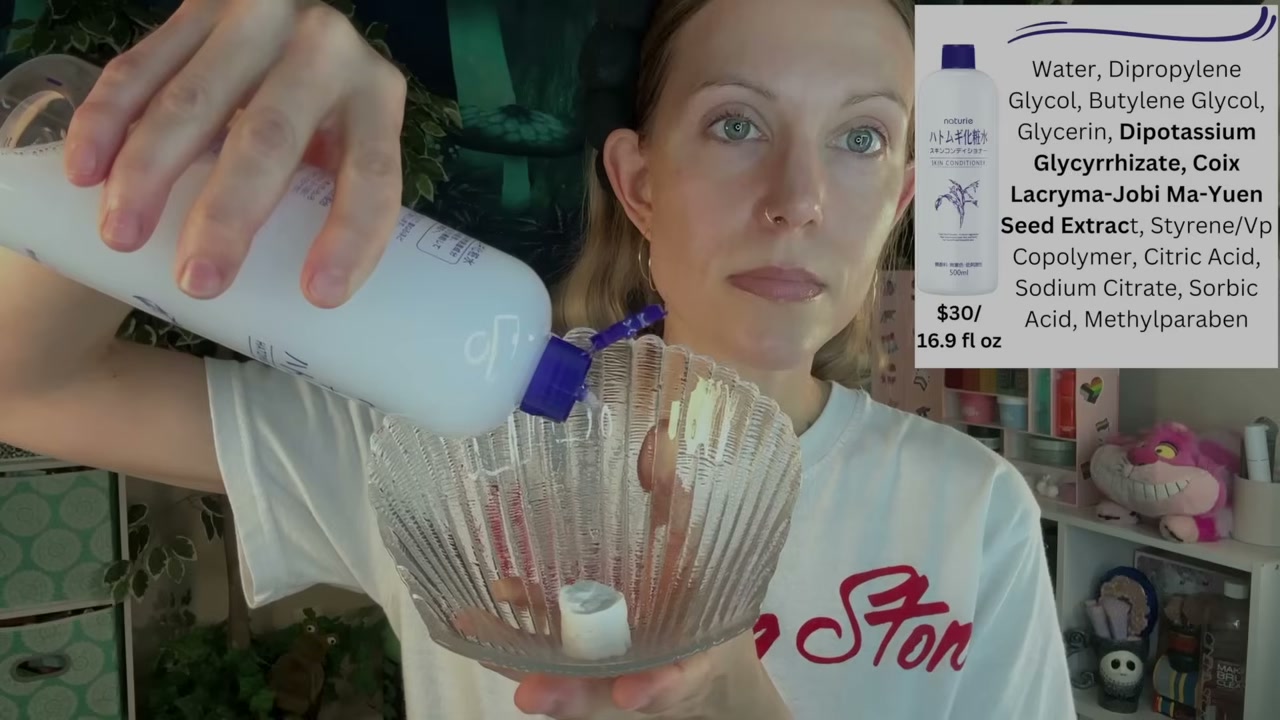 @aliceintherabbithole reviewing Naturie Hatomugi Skin Conditioner at 05:06 in a YouTube Shorts video