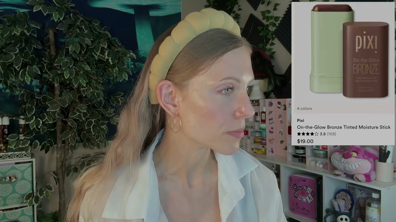 @aliceintherabbithole reviewing Pixi On-the-Glow Bronze Tinted Moisture Stick at 16:42 in a YouTube Shorts video