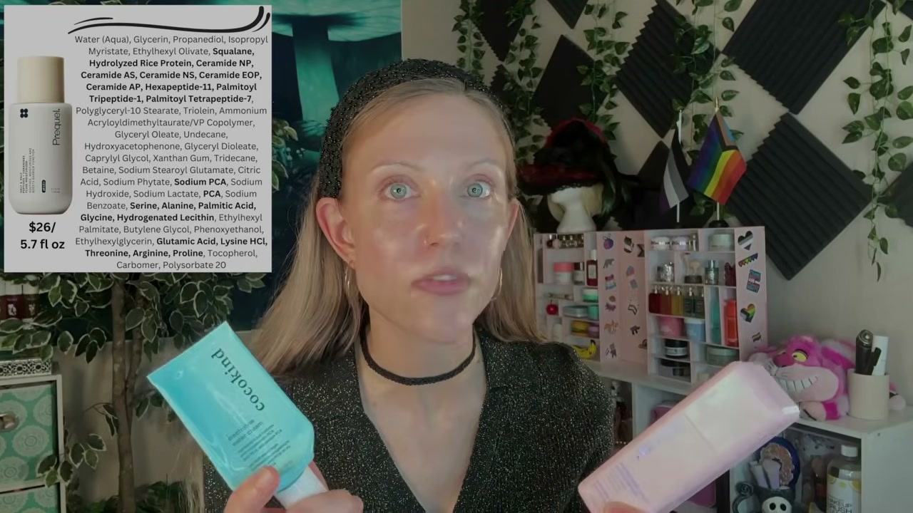 @aliceintherabbithole reviewing Prequel Half & Half Peptide and Ceramide Fluid Moisturizer at 23:11 in a YouTube Shorts video