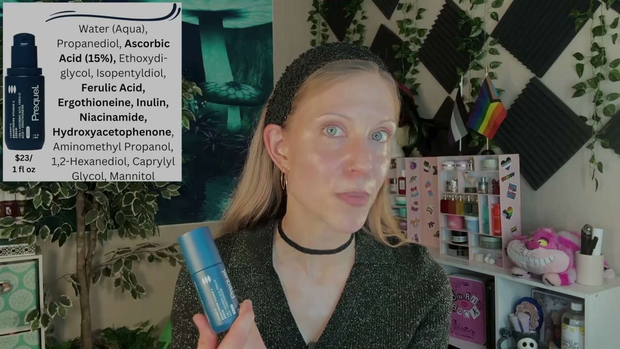 @aliceintherabbithole reviewing Prequel Lucent-C Serum at 21:03 in a YouTube Shorts video