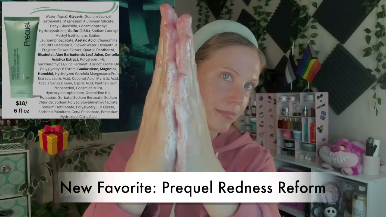 @aliceintherabbithole reviewing Prequel Redness Reform Sulfur Cleanser at 03:22 in a YouTube Shorts video