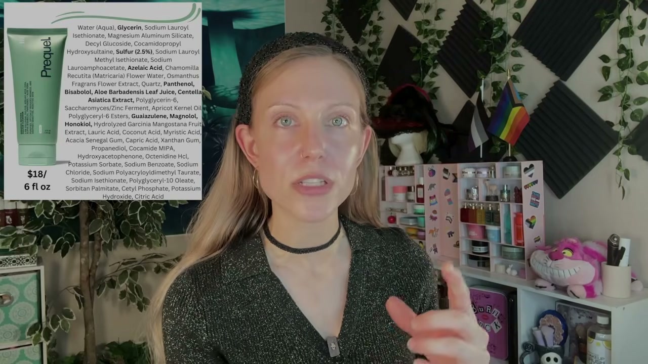 @aliceintherabbithole reviewing Prequel Sulfur Cleanser at 24:24 in a YouTube Shorts video