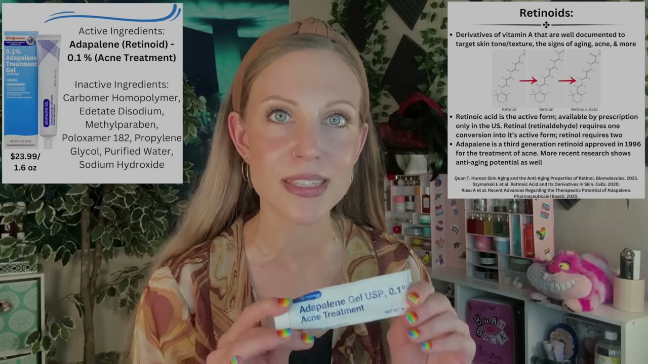 @aliceintherabbithole reviewing <prescription Drug> Adapalene Gel 0.1% at 09:29 in a YouTube Shorts video