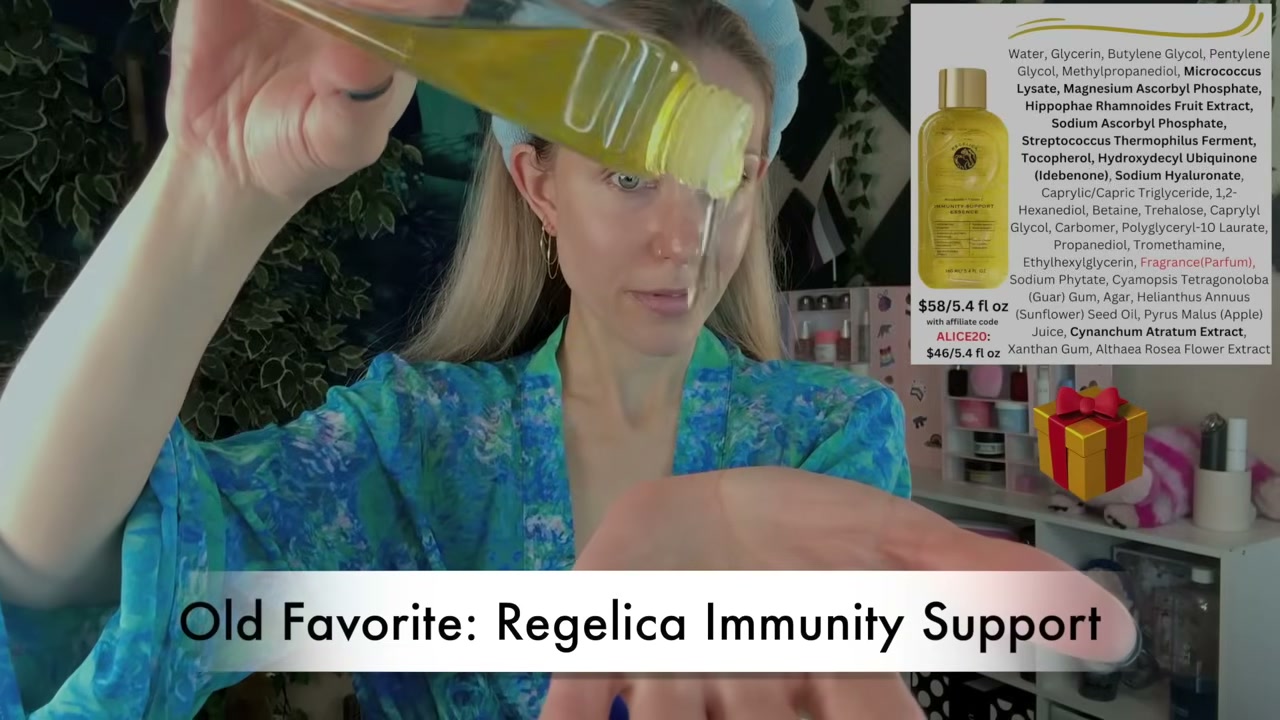 @aliceintherabbithole reviewing Regelica Immunity Support Essence at 07:14 in a YouTube Shorts video