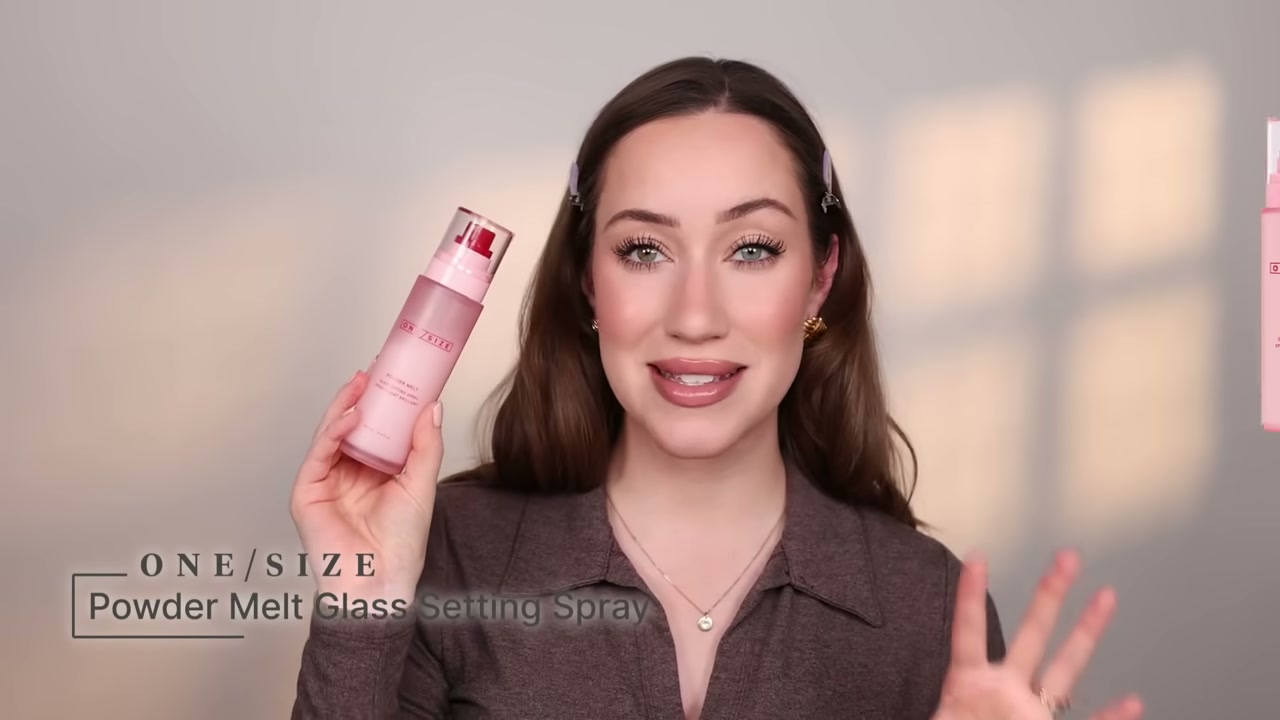 @allieglines reviewing One/Size by Patrick Starrr Powder Melt Glass Setting Spray at 24:21 in a YouTube Shorts video