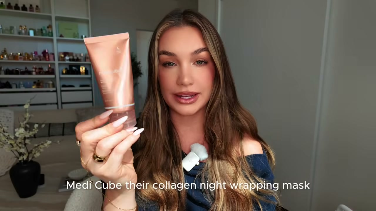 @allisonhoeller reviewing Medicube Collagen Night Wrapping Mask at 05:00 in a YouTube Shorts video