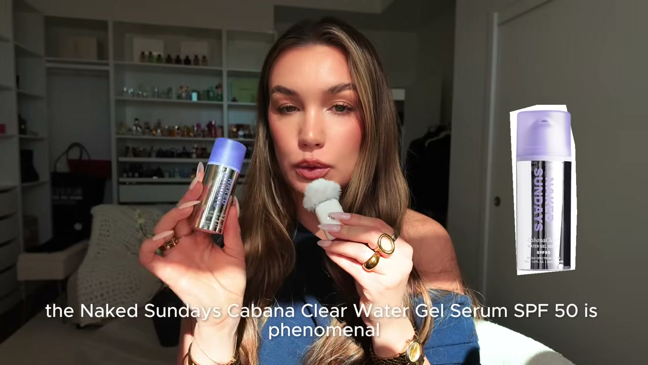 @allisonhoeller reviewing Naked Sundays Cabana Clear Water Gel Serum SPF 50 at 08:37 in a YouTube Shorts video