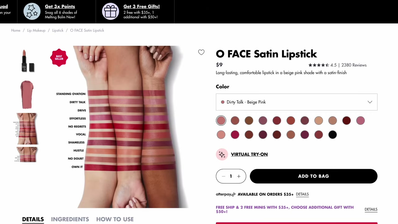 @andreamatillano reviewing e.l.f. Cosmetics O Face Satin Lipstick at 39:14 in a YouTube Shorts video
