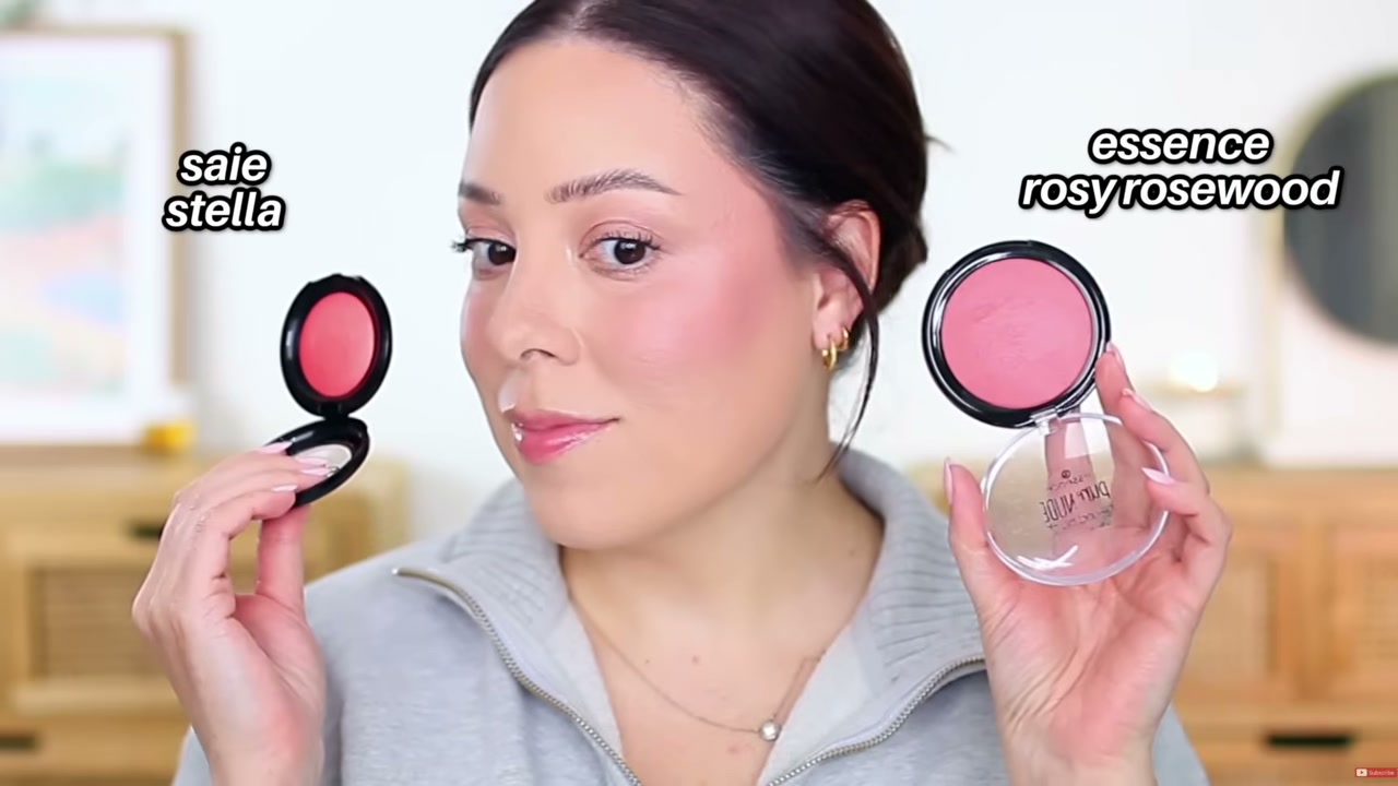 @andreamatillano reviewing Essence Pure Nude Baked Blush at 20:04 in a YouTube Shorts video