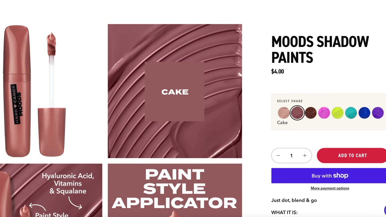 @andreamatillano reviewing Hard Candy Moods Shadow Paint at 22:34 in a YouTube Shorts video