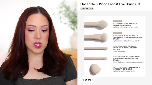 @andreamatillano reviewing Morphe Oat Latte 5-Piece Face & Eye Brush Set at 33:52 in a YouTube Shorts video