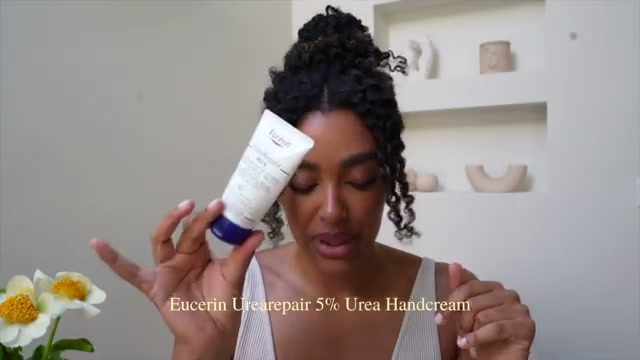 @angela.onuoha reviewing Eucerin Urearepair 5% Urea Handcream at 10:53 in a YouTube Shorts video
