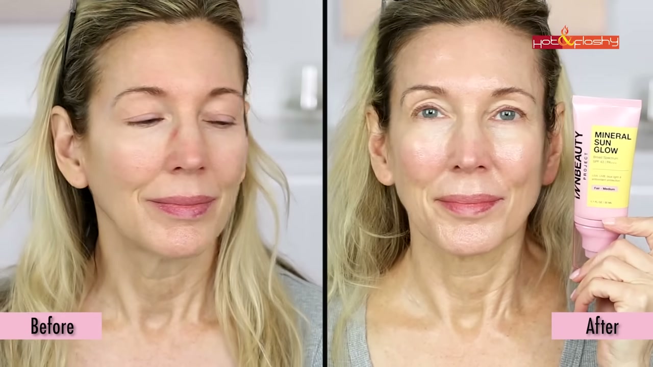 @angiehotandflashy reviewing Innbeauty Mineral Sun Glow SPF 43 Pa+++ at 18:54 in a YouTube Shorts video