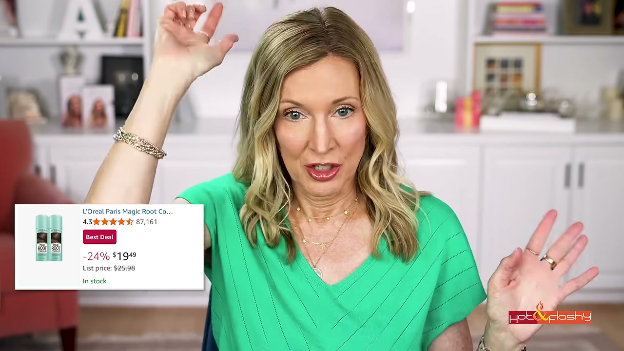 @angiehotandflashy reviewing L'Oreal Paris Root Concealer Spray at 05:20 in a YouTube Shorts video