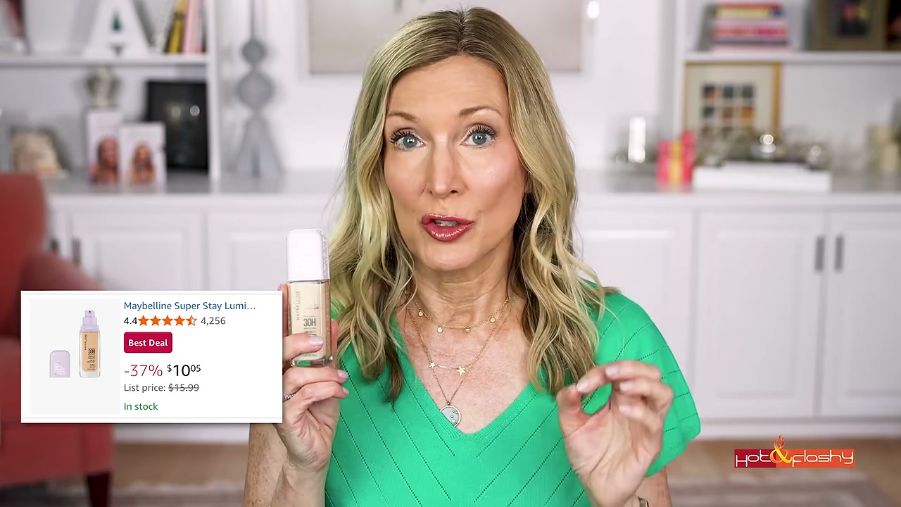 @angiehotandflashy reviewing Maybelline Lumi-Matte Superstay Foundation at 05:47 in a YouTube Shorts video