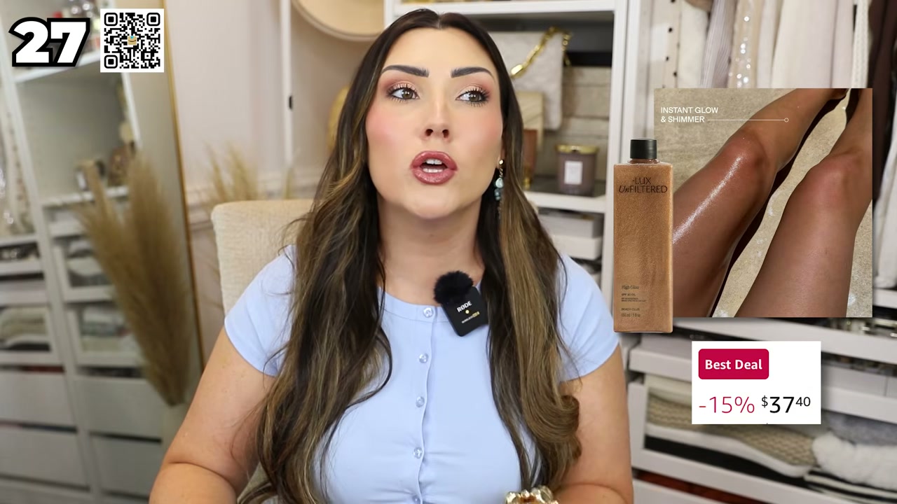 @bykaylalove reviewing Lux Unfiltered Shimmering Body Oil at 21:19 in a YouTube Shorts video