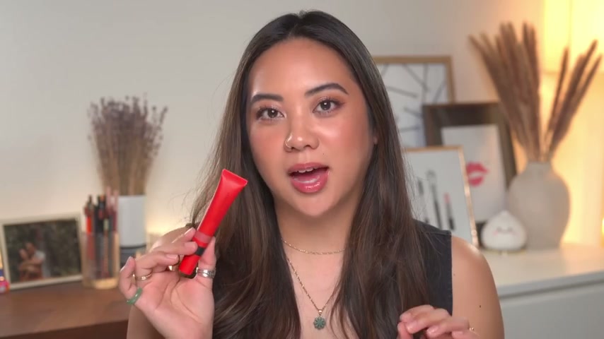 @bykristinastudio reviewing Hung Vanngo Beauty Glossy Lip Hue Lip Shine at 01:21 in a YouTube Shorts video