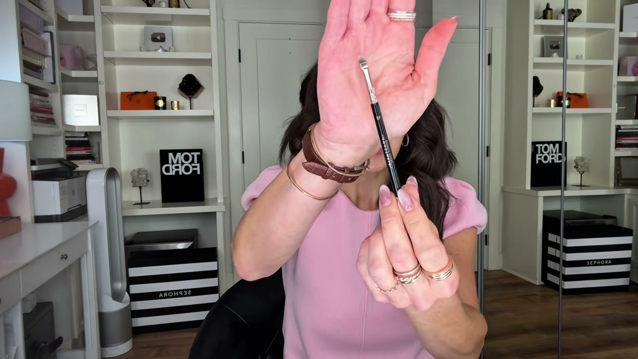 @cherylburke reviewing Anastasia Beverly Hills Dual-Ended Angled Powder Eyebrow Brush 7B at 02:11 in a YouTube Shorts video