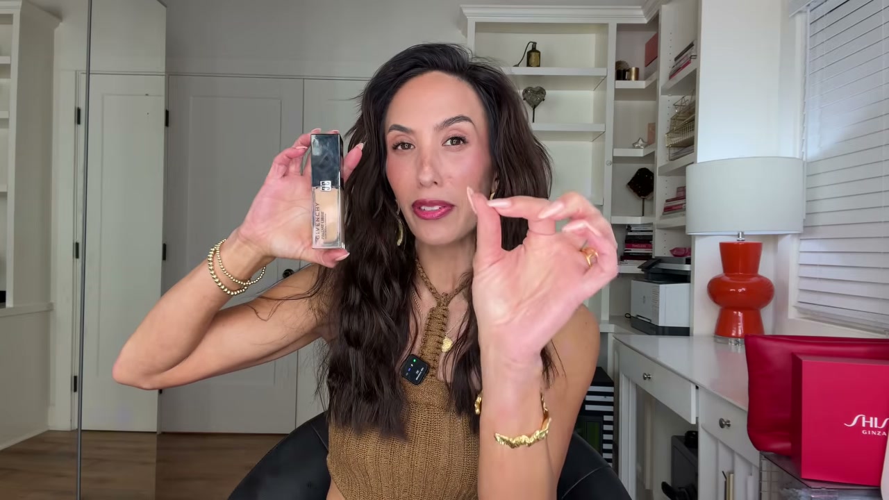 @cherylburke reviewing Givenchy Prisme Libre Glow Serum Blurring Foundation with Natural Finish at 18:32 in a YouTube Shorts video