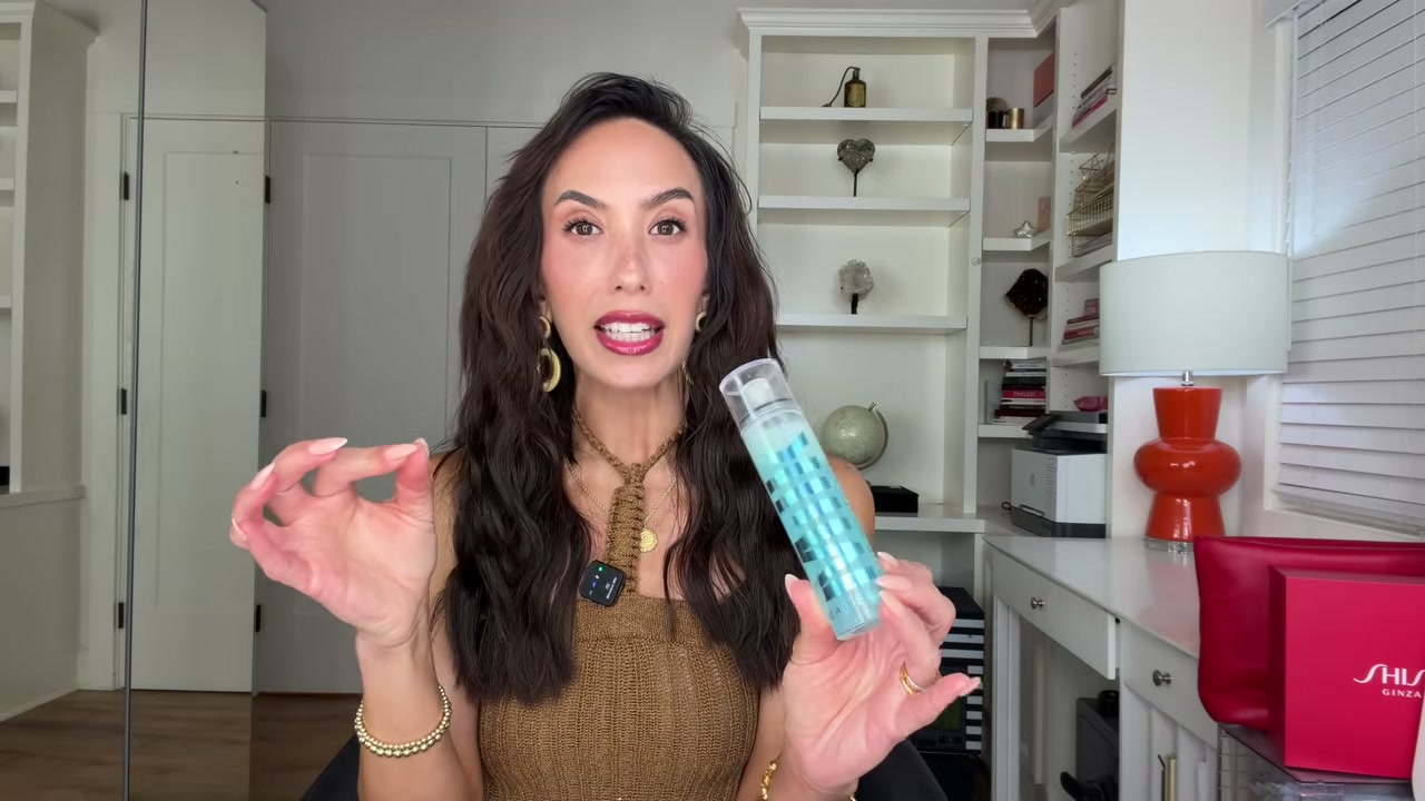 @cherylburke reviewing Milk Makeup Hydro Grip 12HR Dewy Setting Spray with Hyaluronic Acid + Niacinamide at 04:53 in a YouTube Shorts video
