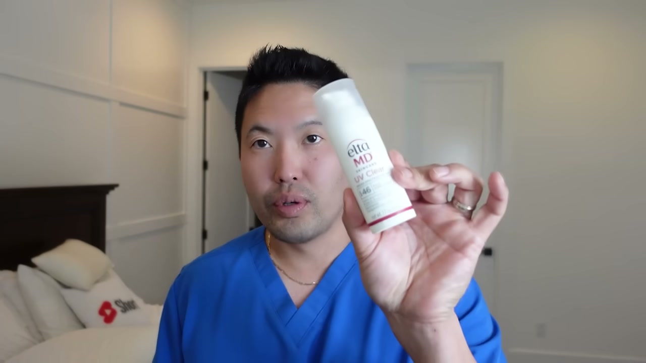 @danielsugaimd reviewing DRMTLGY Universal Tinted Moisturizer SPF 46 at 07:35 in a YouTube Shorts video