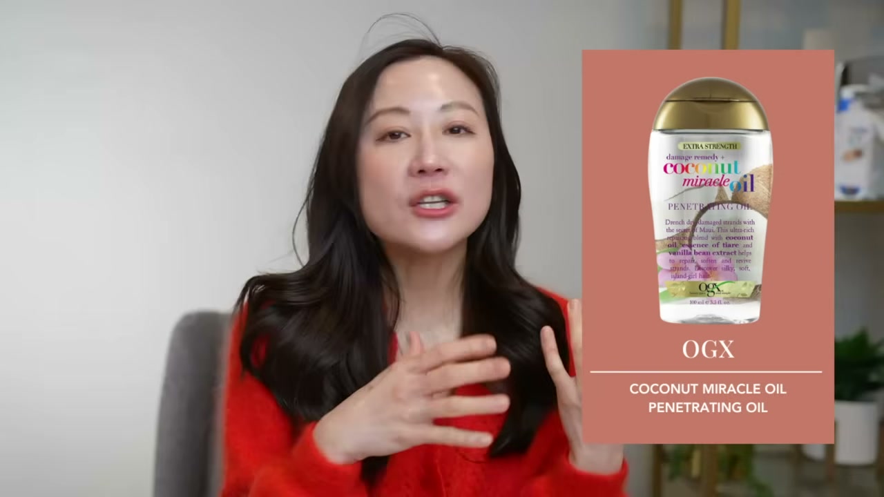 @dr.jennyliu reviewing OGX Coconut Miracle Oil Penetrating Oil at 19:16 in a YouTube Shorts video