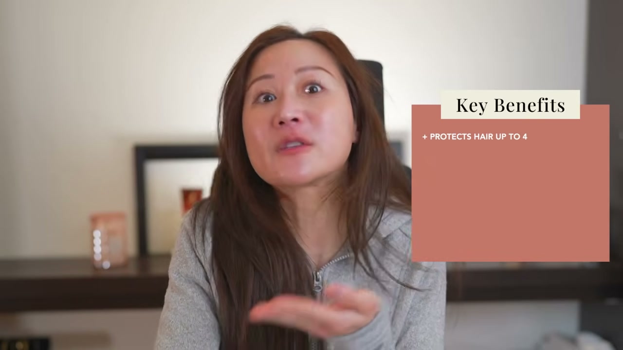 @dr.jennyliu reviewing OGX Repair and Protect Bond Protein Repair Heat Protectant Spray at 15:05 in a YouTube Shorts video