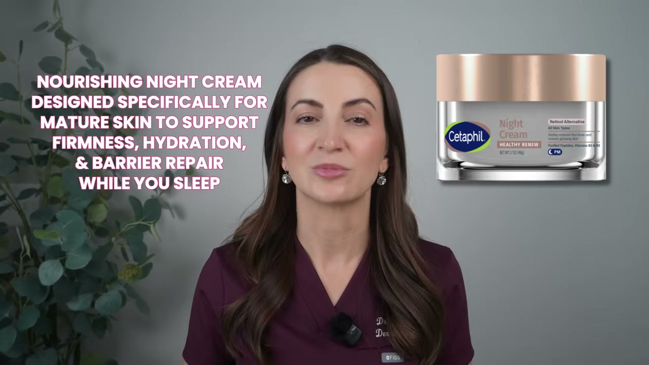 @draleksandrabrown reviewing Cetaphil Healthy Renew Purified Peptides Night Cream at 14:07 in a YouTube Shorts video